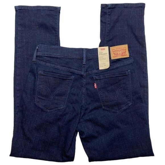 Levi's 505 Straight Jeans Women's 26 Short Dark Navy Blue Super-Stretch Mid-Rise - Picture 2 of 12